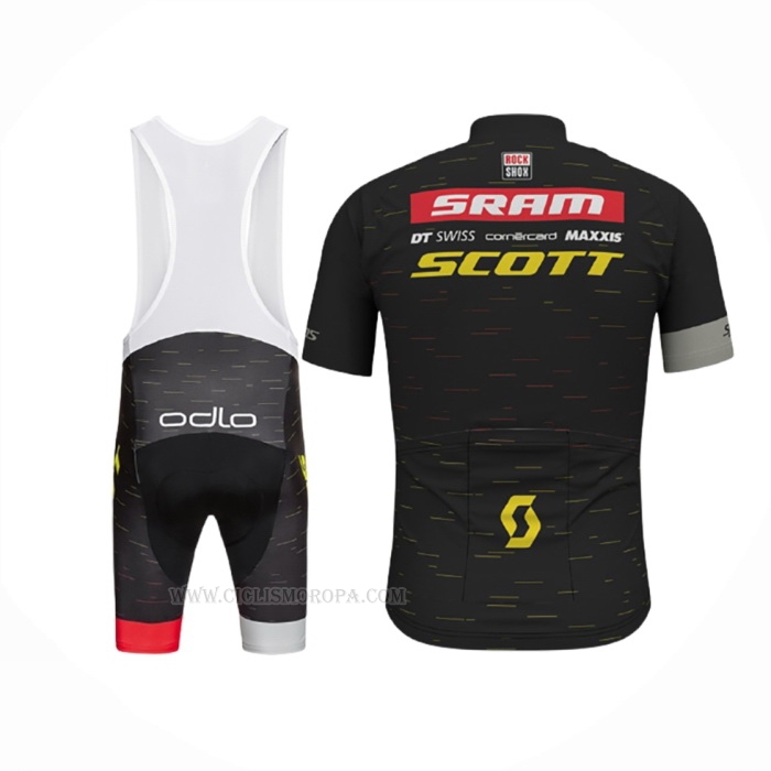 2020 Ropa Ciclismo Scott Sram Negro Mangas Corta y Culotte Corto